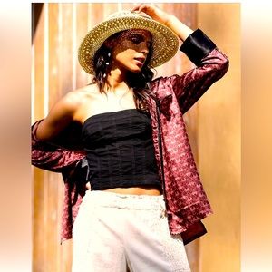 NWT, Free People Britany Corset Denim Black Top